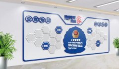 藍(lán)色大氣警局文化墻制作效果圖