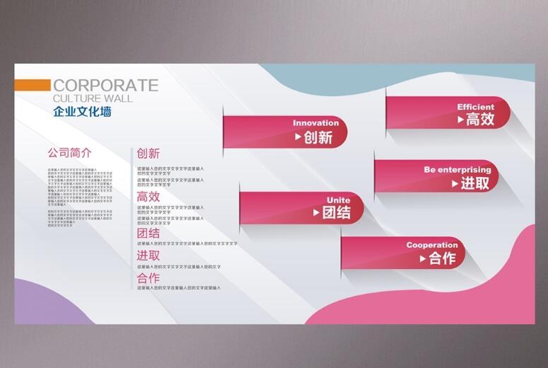 企業(yè)展板文化墻制作效果圖